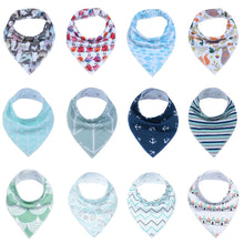 Load image into Gallery viewer, 12pcs Unisex Baby Bandana Drool Bibs Adjustable