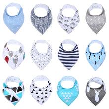 Load image into Gallery viewer, 12pcs Unisex Baby Bandana Drool Bibs Adjustable