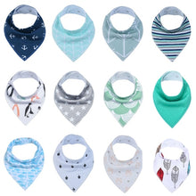 Load image into Gallery viewer, 12pcs Unisex Baby Bandana Drool Bibs Adjustable