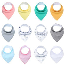 Load image into Gallery viewer, 12pcs Unisex Baby Bandana Drool Bibs Adjustable