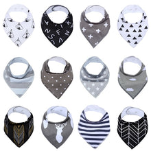 Load image into Gallery viewer, 12pcs Unisex Baby Bandana Drool Bibs Adjustable