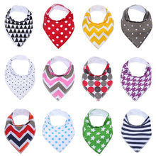 Load image into Gallery viewer, 12pcs Unisex Baby Bandana Drool Bibs Adjustable