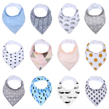 Load image into Gallery viewer, 12pcs Unisex Baby Bandana Drool Bibs Adjustable