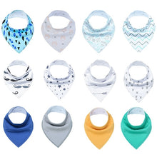 Load image into Gallery viewer, 12pcs Unisex Baby Bandana Drool Bibs Adjustable