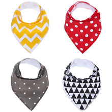 Load image into Gallery viewer, 4Pcs/Lot  100% Cotton Baby Bandana Bibs