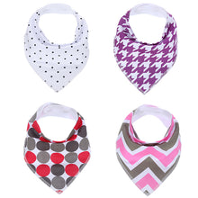 Load image into Gallery viewer, 4Pcs/Lot  100% Cotton Baby Bandana Bibs