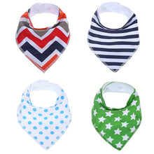 Load image into Gallery viewer, 4Pcs/Lot  100% Cotton Baby Bandana Bibs