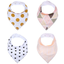 Load image into Gallery viewer, 4Pcs/Lot  100% Cotton Baby Bandana Bibs