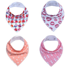 Load image into Gallery viewer, 4Pcs/Lot  100% Cotton Baby Bandana Bibs