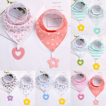 Load image into Gallery viewer, 2Pcs/ Lot Baby Bandana Drool Bibs and Teething Toys Made with 100% Organic Cotton