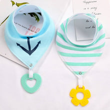 Load image into Gallery viewer, 2Pcs/ Lot Baby Bandana Drool Bibs and Teething Toys Made with 100% Organic Cotton