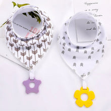 Load image into Gallery viewer, 2Pcs/ Lot Baby Bandana Drool Bibs and Teething Toys Made with 100% Organic Cotton