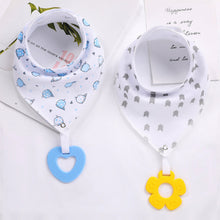 Load image into Gallery viewer, 2Pcs/ Lot Baby Bandana Drool Bibs and Teething Toys Made with 100% Organic Cotton