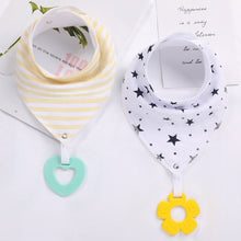 Load image into Gallery viewer, 2Pcs/ Lot Baby Bandana Drool Bibs and Teething Toys Made with 100% Organic Cotton