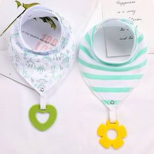 Load image into Gallery viewer, 2Pcs/ Lot Baby Bandana Drool Bibs and Teething Toys Made with 100% Organic Cotton