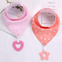 Load image into Gallery viewer, 2Pcs/ Lot Baby Bandana Drool Bibs and Teething Toys Made with 100% Organic Cotton