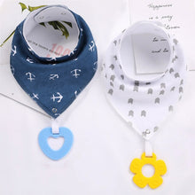 Load image into Gallery viewer, 2Pcs/ Lot Baby Bandana Drool Bibs and Teething Toys Made with 100% Organic Cotton