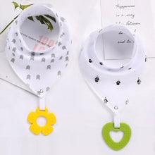 Load image into Gallery viewer, 2Pcs/ Lot Baby Bandana Drool Bibs and Teething Toys Made with 100% Organic Cotton