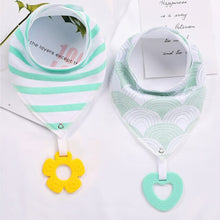 Load image into Gallery viewer, 2Pcs/ Lot Baby Bandana Drool Bibs and Teething Toys Made with 100% Organic Cotton