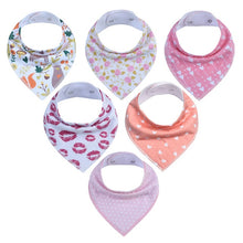 Load image into Gallery viewer, 6Pcs Baby Bandana Drool Bibs 100% Organic Cotton