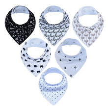 Load image into Gallery viewer, 6Pcs Baby Bandana Drool Bibs 100% Organic Cotton